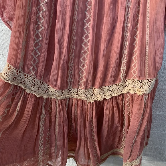 ANTHROPOLOGIE FLOREAT Orchard Off the Shoulder Drop Waist Dress Rose Blush sz M - Picture 7 of 10